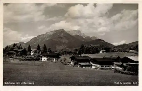 Ak Schönau am Königssee Oberbayern, Gesamtansicht, Untersberg