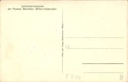 Ak Hohenstein Witten an der Ruhr, Landesheimatspiele, Siegfried