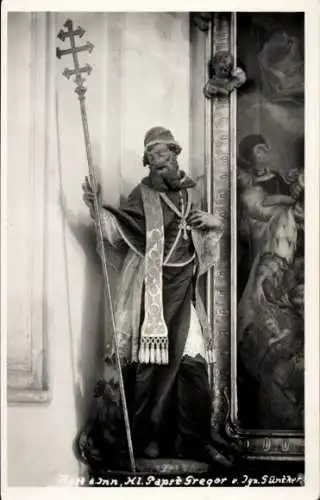 Foto Ak Rott am Inn Oberbayern, XI. Papst Gregor v. Ig. Günther, Statue