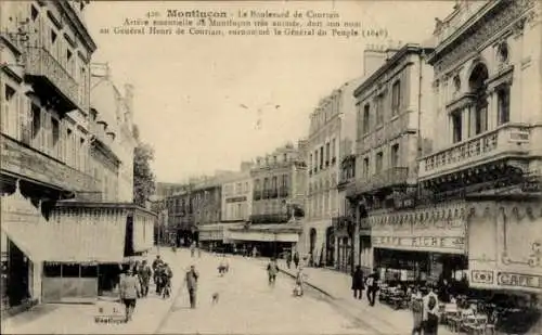 Ak Montluçon Allier, Le Boulevard de Courtais, Cafe Aiche