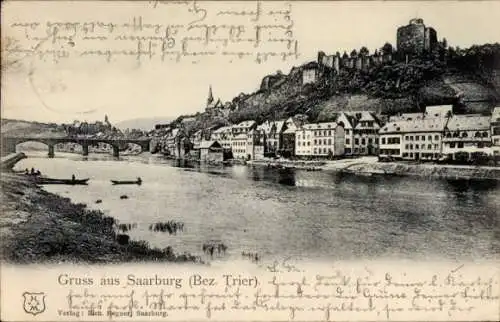 Ak Saarburg an der Saar Bezirk Trier, Panoramablick, Brücke