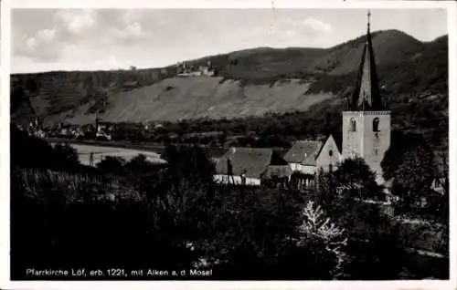 Ak Löf an der Mosel, Pfarrkirche, Panorama, Alken