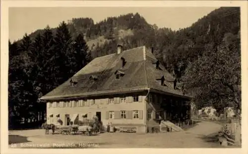 Ak Posthalde Breitnau im Schwarzwald, Höllental, Gasthaus, Kutsche