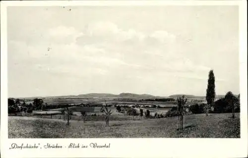 Ak Strücken Rinteln an der Weser. Dorfschänke, Panorama Wesertal