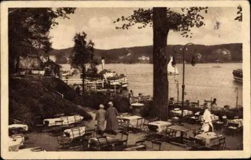 Ak Nedlitz Potsdam, Park-Restaurant, Terrasse, Dampfer