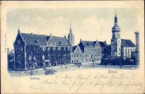 Ak Riesa an der Elbe Sachsen, Rathaus