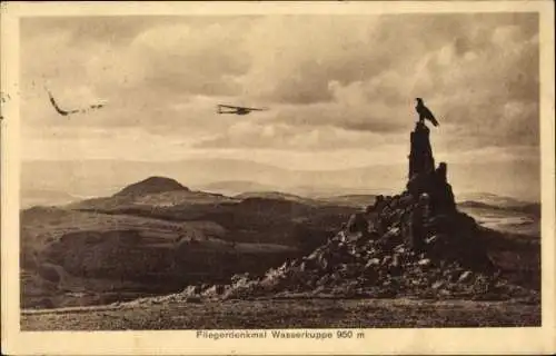 Ak Gersfeld in der Rhön Hessen, Wasserkuppe, Fliegerdenkmal, Flugzeug