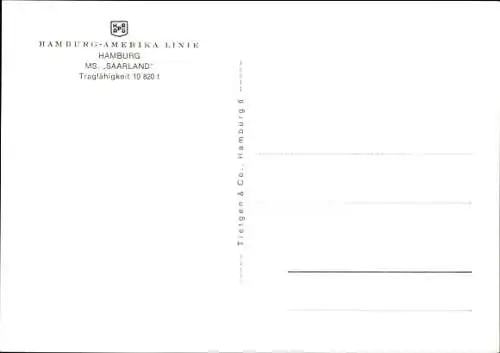 Ak Frachtschiff MS Saarland, HAPAG