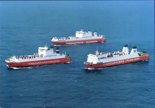 Ak Frachtschiffe MS Transfinlandia, Translubeca, Transeuropa, Poseidon Schifffahrt AG