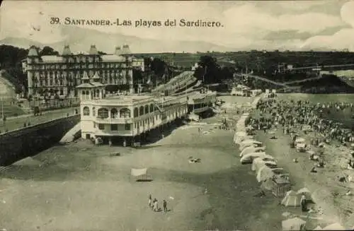 Ak Sardinero Santander Kantabrien Spanien, Strandpartie, Hotel