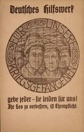 Ak Deutsches Hilfswerk, Deutsche Soldaten, Kriegsgefangene, Kriegshilfe