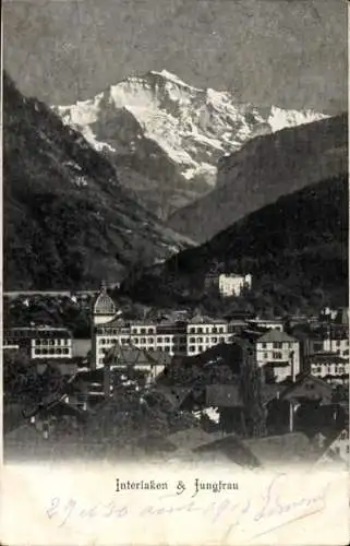 Ak Interlaken Kanton Bern Schweiz, Teilansicht, Jungfrau