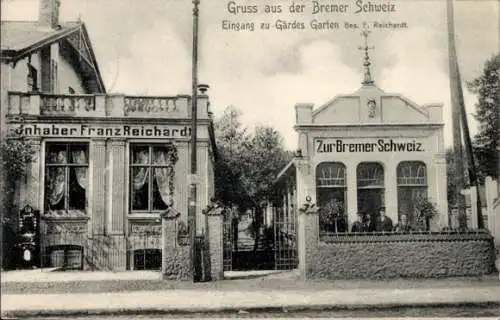 Ak Hansestadt Bremen, Zur Bremer Schweiz, Eingang zu Gärdes Garten, Bes. F. Reichardt