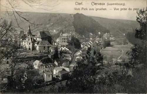 Ak Clervaux Clerf Luxembourg, Ort vom Park aus gesehen