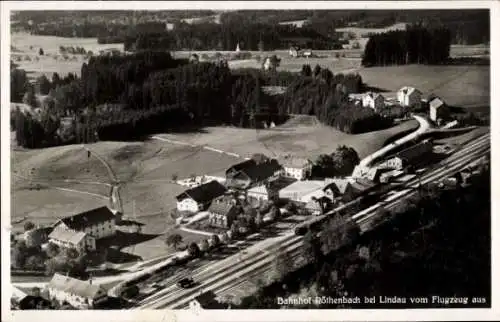 Ak Röthenbach im Allgäu, Bahnhof, Fliegeraufnahme