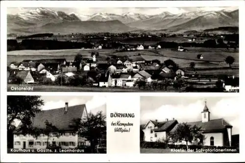 Ak Börwang Haldenwang im Allgäu, Ostansicht, Kaufhaus Gasthaus Zum Leonhardus, Kloster