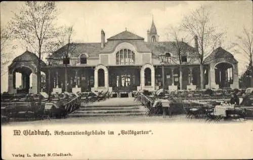 Ak Mönchengladbach am Niederrhein, Restaurationsgebäude im Volksgarten