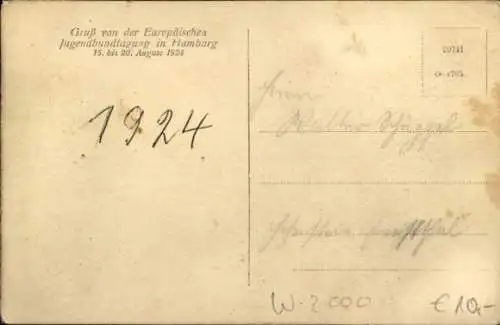 Ak Hamburg, Europäische Jugendbundtagung 1924, deutsches Jugendzelt, Innenansicht