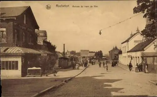 Ak Rochefort Wallonie Namur, Ankunft der Han-Straßenbahn