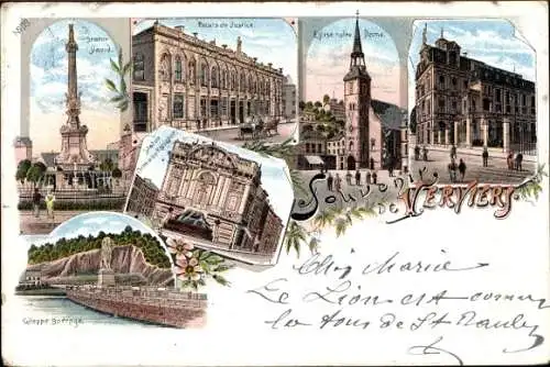 Litho Verviers Wallonien Lüttich, Gerichtsgebäude, Kirche, Gileppe, Staudamm