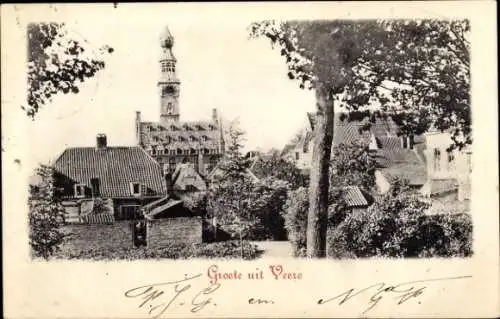 Ak Veere Zeeland Niederlande, Teilansicht, Kirche