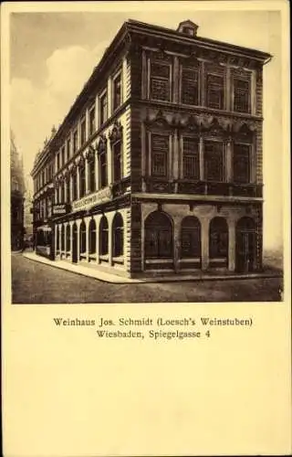 Ak Wiesbaden in Hessen, Weinhaus Jos. Schmidt, Spiegelgasse 4