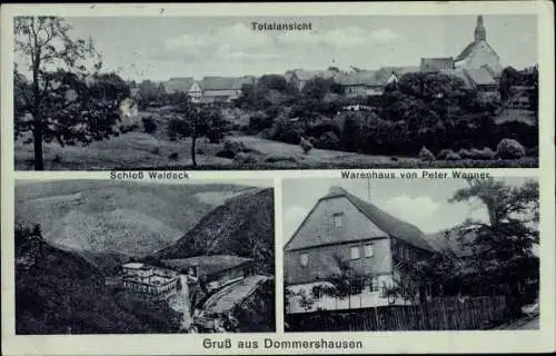 Ak Dommershausen Rheinland Pfalz, Schloss Waldeck, Warenhaus von Peter Wagner, Totalansicht