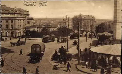 Ak Warszawa Warschau Polen, Zjazd, Verkehr, Straßenbahn