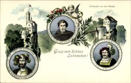 Künstler Ak Liechtenstein, Schloss, Georg von Sturmfeder, Ulrich von Gottes Gnaden