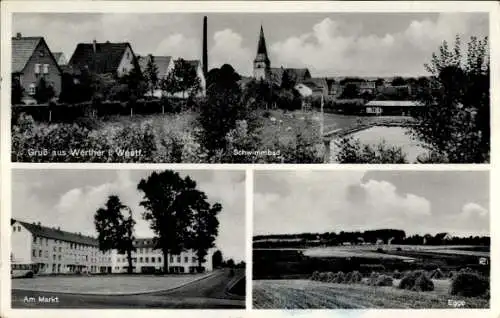 Ak Werther in Westfalen, Schwimmbad, Markt, Egge