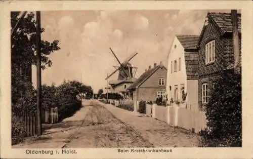 Ak Oldenburg in Holstein, Kreiskrankenhaus, Windmühle