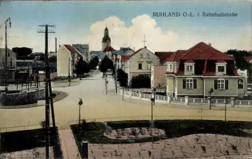 Ak Ruhland in der Oberlausitz, Bahnhofstraße