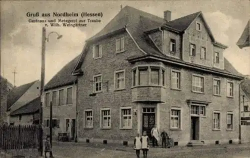 Ak Nordheim Biblis am Rhein Hessen, Gasthaus und Metzgerei zur Traube