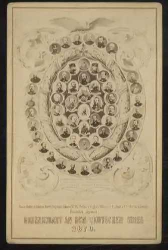 Cabinet Foto Gedenkblatt Deutscher Adel, Militär, Generale um 1870