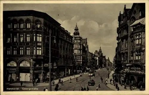 Ak Hannover in Niedersachsen, Georgstraße, Straßenbahn