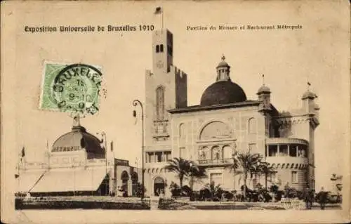 Ak Bruxelles Brüssel, Pavillon du Monaco et Restaurant Métropole, Weltausstellung 1910