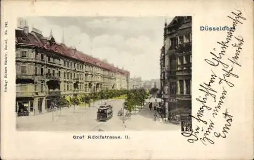 Ak Düsseldorf am Rhein, Graf Adolfstrasse II, Straßenbahn