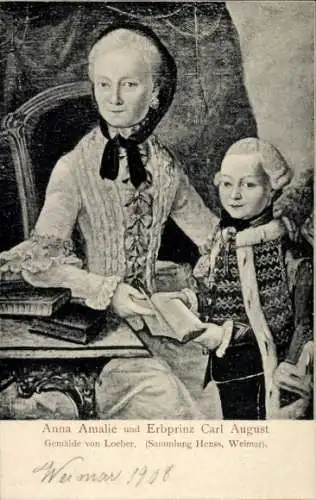 Künstler Ak Loeber, Prinzessin Anna Amalie von Preußen und Erbprinz Carl August