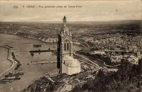 Ak Oran Algerien, Gesamtansicht von Santa Cruz aus