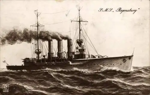 Ak Deutsches Kriegsschiff, SMS Regensburg, Kleiner Kreuzer, Kaiserliche Marine