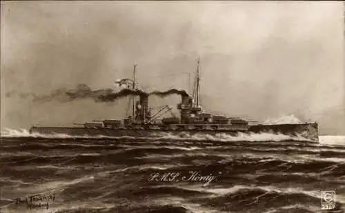 Ak Deutsches Kriegsschiff SMS König, Großlinienschiff, König Klasse, Kaiserliche Marine