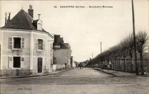 Ak Connerré Sarthe, Boulevard Marceau