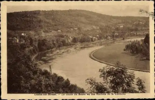 Ak Lustin Profondeville Wallonien Namur, Le coude du Heuve vu des Rochers de la Corniche