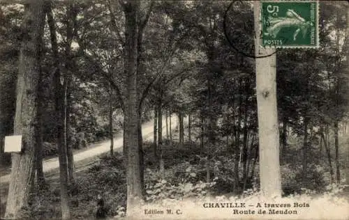 Ak Chaville Hauts de Seine, Durch den Wald, Route de Meudon