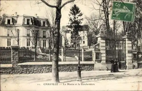 Ak Chaville Hauts de Seine, Rathaus, Gendarmerie