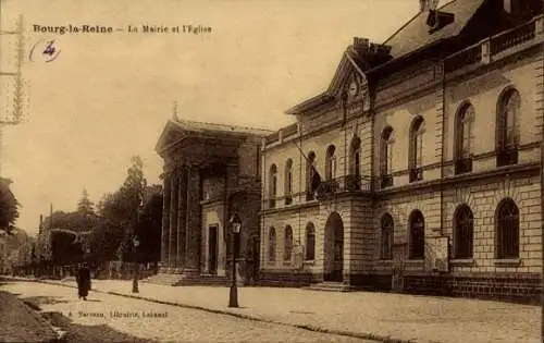 Ak Bourg la Reine Hauts de Seine, Rathaus, Kirche