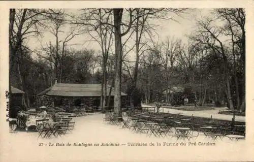 Ak Bois de Boulogne Hauts de Seine, Terrasse der Ferme du Pre Catelan