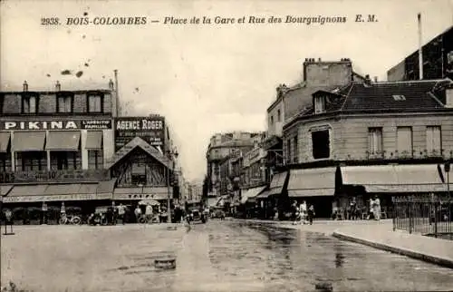 Ak Bois Colombes Hauts de Seine, Place de la Gare, Rue des Bourguignons