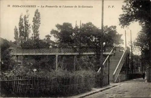 Ak Bois Colombes Hauts de Seine, Fußgängerbrücke Avenue de St-Germain