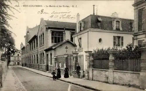 Ak Bois Colombes Hauts de Seine, Rathaus und Schulen